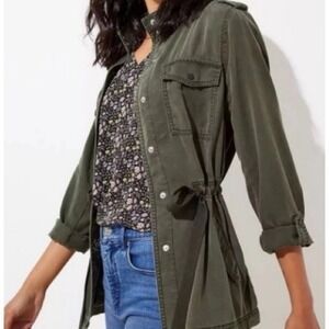 LOFT Drawstring Utility Jacket Women's Lightweight Off White Medium